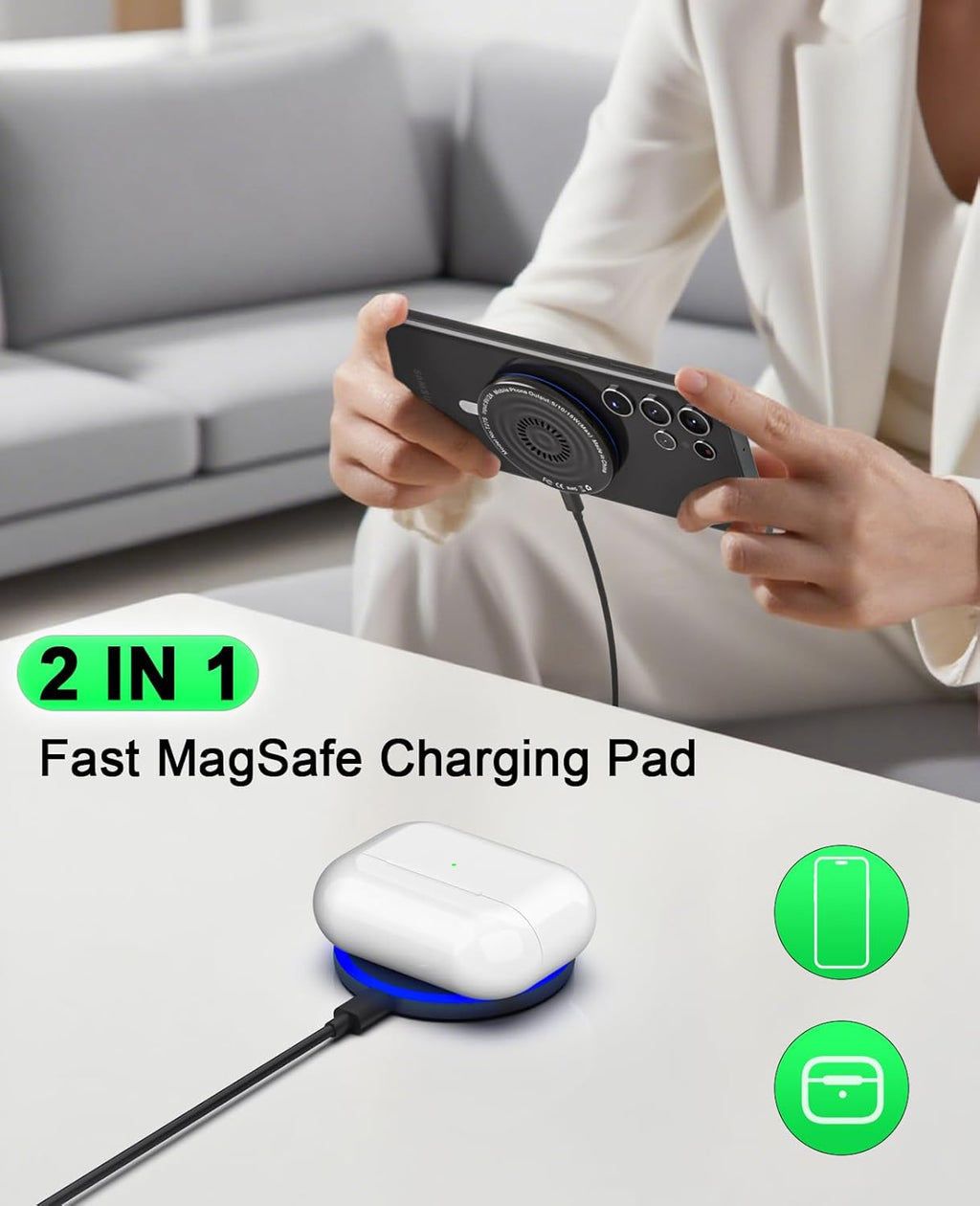 Wireless Charger 2Pack 6FT 15W