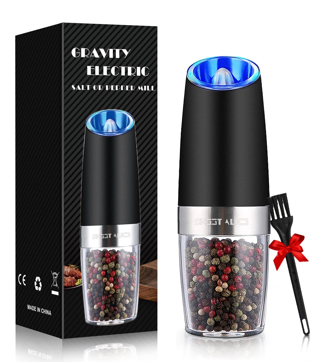 USB Rechargeable Electric Salt and Pepper Grinder with Automatic Dispensing